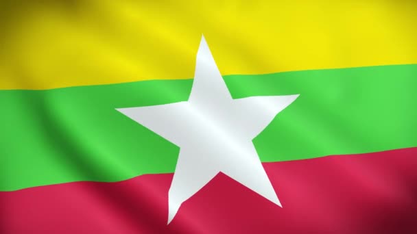 National Animated Sign Myanmar Burma Animated Myanmar Burma Flagga Myanmar — Stockvideo