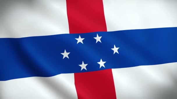 Flaga Antyli Holenderskich Flaga Antyli Holenderskich Film Wideo Machający Wietrze — Wideo stockowe