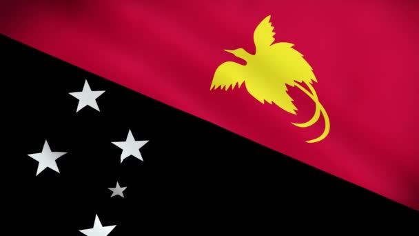 Bandera Papúa Nueva Guinea Bandera Nacional Papúa Nueva Guinea Ondeando — Vídeos de Stock