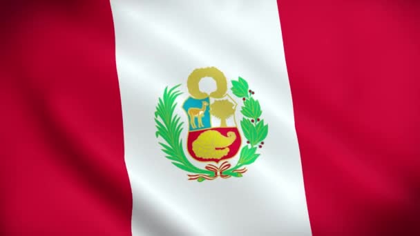 Национальный Анимированный Знак Перу Анимированный Флаг Перу Размахивание Флагом Перу — стоковое видео