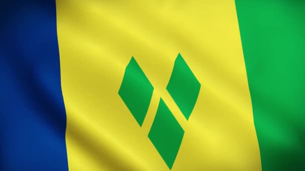 Svatý Vincent Grenadiny Vlajka Mávání Animace Svatý Vincent Mává Větru — Stock video