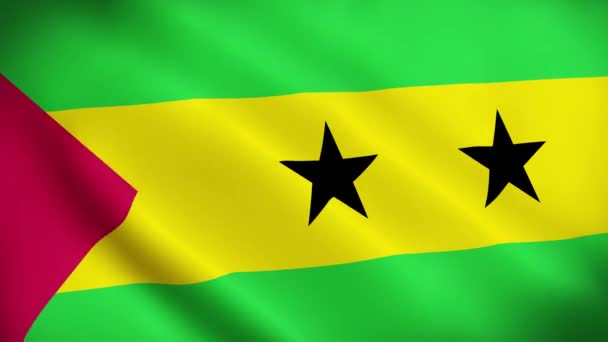 São Tomé Och Principe Flagga Viftande Animation Perfekt Looping Video — Stockvideo