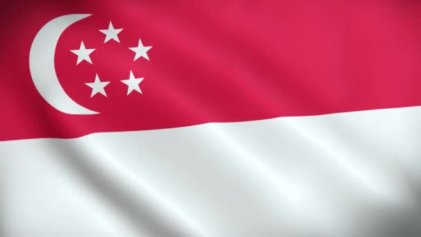Сингапурский Флаг Сингапурский Флаг Бесшовный Цикл Анимации — стоковое видео