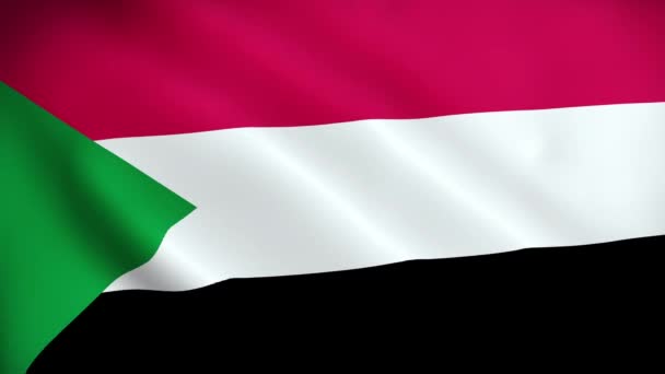 Суданський Прапор Злітає Вітрі Зблизька Національний Прапор Судану Злітає Роздільною — стокове відео