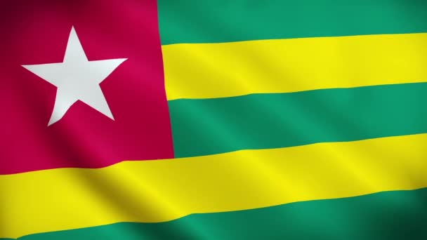 Togo Flagga Viftande Animation Perfekt Looping Video Bakgrund Officiella Färger — Stockvideo