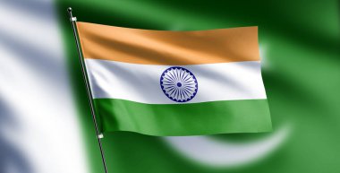 El sallayan kumaşlı Hindistan bayrağı. 3d illüstrasyon