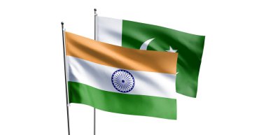 Hindistan bayrağı, 3 boyutlu, beyaz üzerine izole edilmiş..