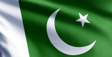 Pakistan bayrağı rüzgarda sallanıyor. 3d oluşturma