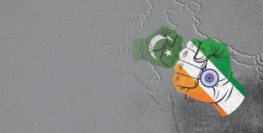 Hindistan haritası ve ulusal bayrak eski betonun üzerinde