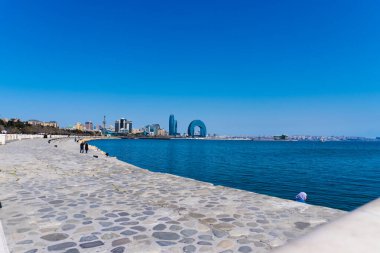 Bakü Bulvarı. Seyahat ve tatil konsepti.