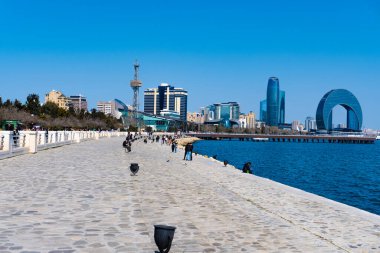 Bakü Bulvarı. Seyahat ve tatil konsepti.