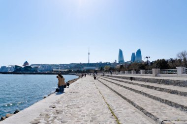 Bakü Bulvarı. Seyahat ve tatil konsepti.