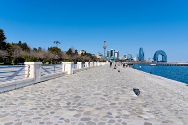 Bakü Bulvarı. Seyahat ve tatil konsepti.