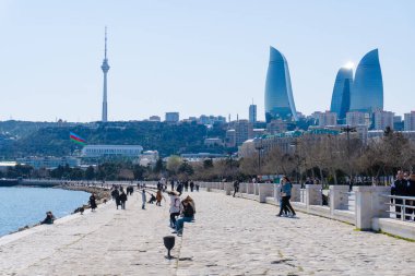 Bakü Bulvarı. Seyahat ve tatil konsepti.
