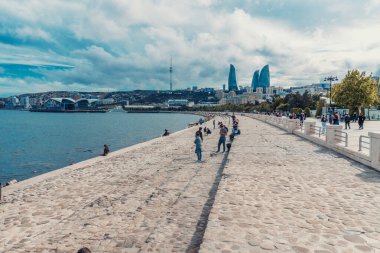 Bakü 'nün şehri. Seyahat konsepti.