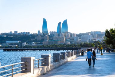 Bakü 'nün şehri. Seyahat konsepti.