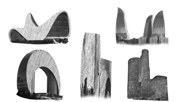 Bakü İşlemeli Taslak Vektör Çizimi