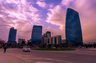 Bakü, Azerbaycan 'da şehir manzarası.
