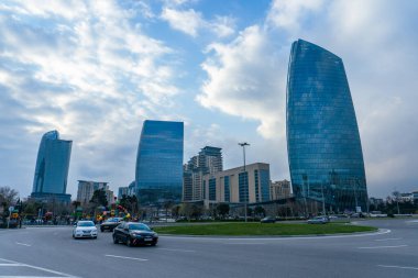 Bakü, Azerbaycan 'da şehir manzarası.