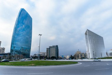 Bakü, Azerbaycan 'da şehir manzarası.