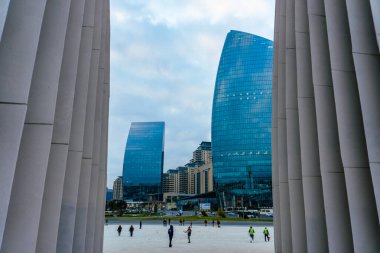 Bakü, Azerbaycan 'da şehir manzarası.
