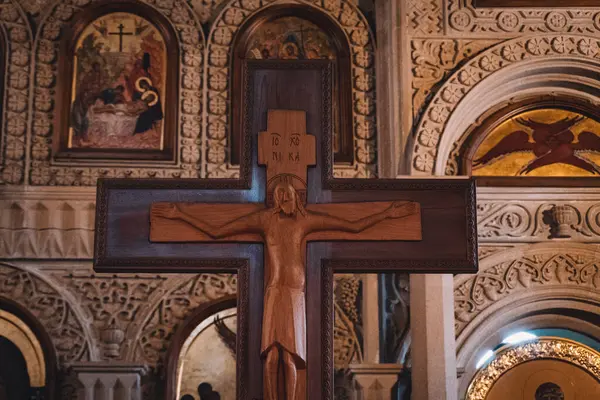 Hıristiyanlık, bir kilisede. Dini konsept fotoğraf. Bakü, Azerbaycan.