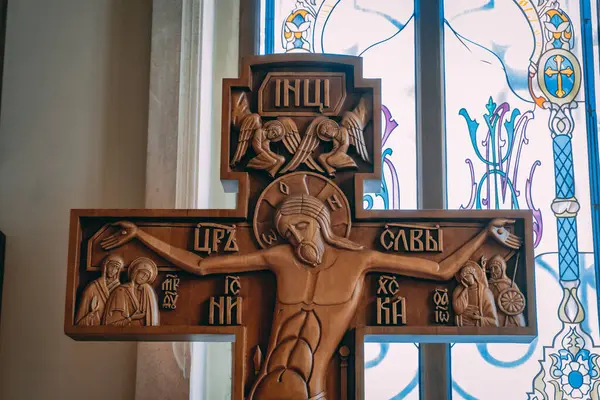 Hıristiyanlık, bir kilisede. Dini konsept fotoğraf. Bakü, Azerbaycan.