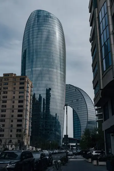 Bakü 'nün muhteşem şehir manzarası.