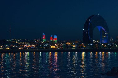 Şehir manzarası. Tatil ve seyahat konsepti. Bakü, Azerbaycan.
