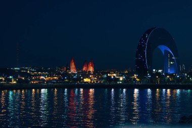 Şehir manzarası. Tatil ve seyahat konsepti. Bakü, Azerbaycan.