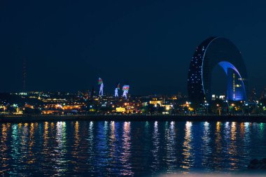 Şehir manzarası. Tatil ve seyahat konsepti. Bakü, Azerbaycan.