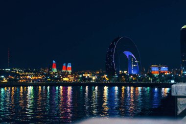 Şehir manzarası. Tatil ve seyahat konsepti. Bakü, Azerbaycan.