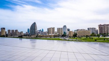 Şehir manzarası. Tatil ve seyahat konsepti. Bakü, Azerbaycan.