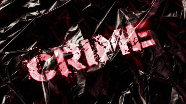 Suç kavramı: Kırık kelime suçuna boyanmış duvar kağıdı arka planında, 3 boyutlu canlandırma