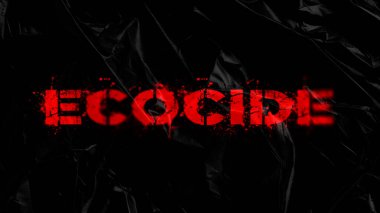 Kırmızı desenli arka planda çatlak bir kelime. 3d oluşturma.