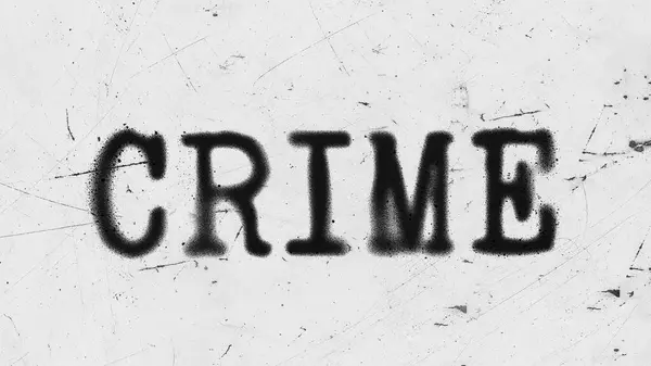 Siyah desenli kağıt arkaplanda grunge ile yazılmış suç sözcüğü