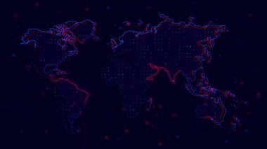Parlak çizgileri olan dünya haritası