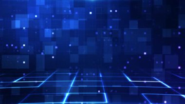 Parlak çizgileri olan soyut teknolojinin mavi arkaplanı