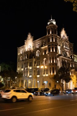 Bakü, Azerbaycan 'da gece vakti fotoğraf çekilmesi.