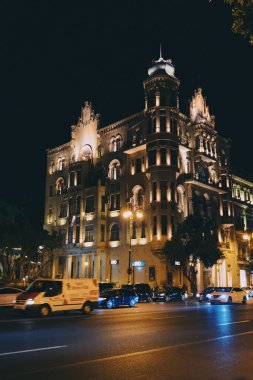 Bakü, Azerbaycan 'da gece vakti fotoğraf çekilmesi.