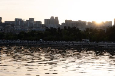 Seyahat ve tatil konsepti. Bakü, Azerbaycan.