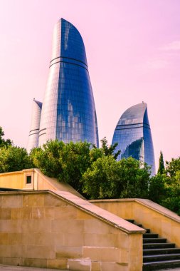 Seyahat ve tatil konsepti. Bakü, Azerbaycan.