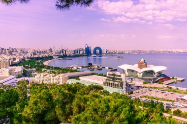 Seyahat ve tatil konsepti. Bakü, Azerbaycan.
