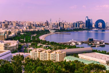 Seyahat ve tatil konsepti. Bakü, Azerbaycan.