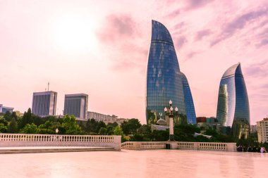 Seyahat ve tatil konsepti. Bakü, Azerbaycan.