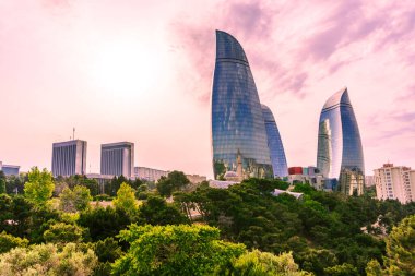 Seyahat ve tatil konsepti. Bakü, Azerbaycan.