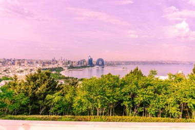 Seyahat ve tatil konsepti. Bakü, Azerbaycan.