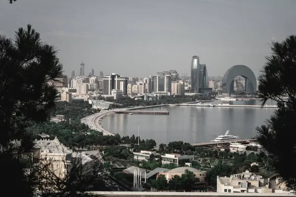Seyahat ve tatil konsepti. Bakü, Azerbaycan.