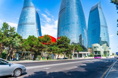 Seyahat ve tatil konsepti. Bakü, Azerbaycan.