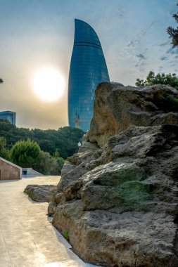 Seyahat ve tatil konsepti. Bakü, Azerbaycan.